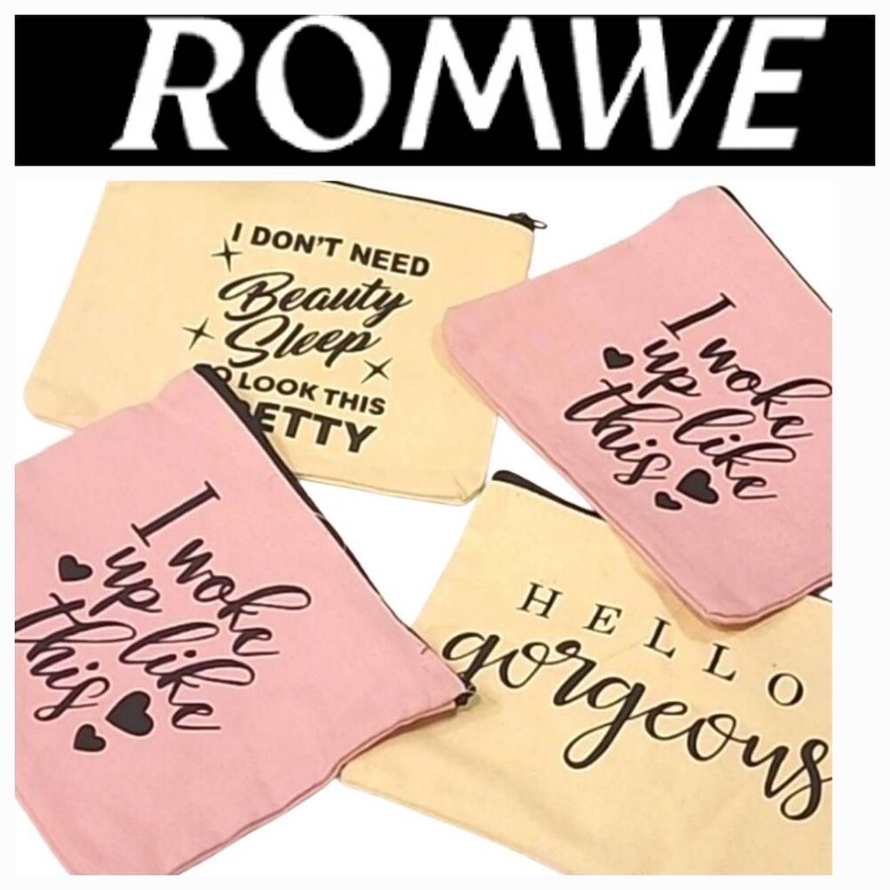 Romwe I Woke Up Like This & Hello Gorgeous‎ Cosmetic Bag Lot